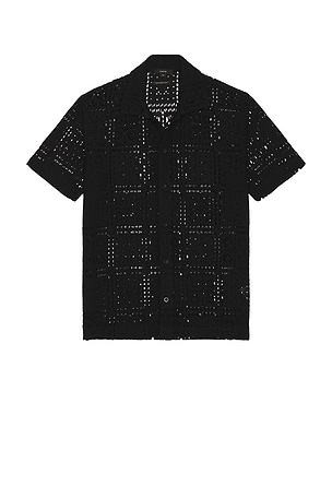 Knit Crochet Short Sleeve Button Down Shirt Vince