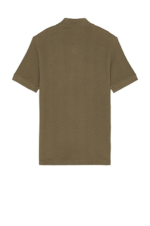 Vince Variegated Textured Polo in Olive