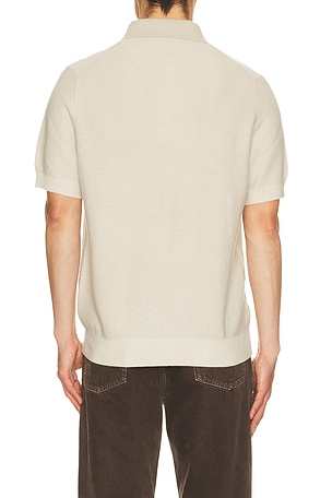 Vince Geo Jacquard Short Sleeve Polo in Cream