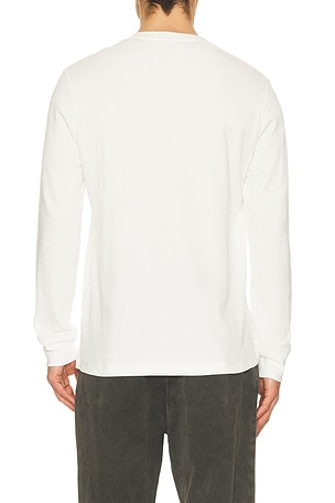 Vince Jacquard Rib Long Sleeve Henley in White