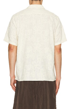 Vince Embroidered Floral Short Sleeve Cabana Shirt in Cream. Size M. Also