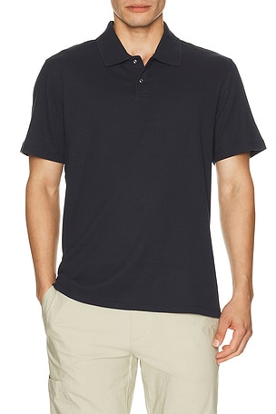 Mesh Knit Snap Short Sleeve Polo Vince