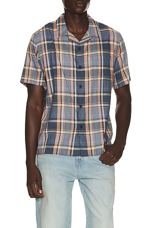 Prine Plaid Cotton Blend Cabana Shirt Vince