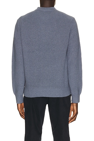 Vince Heirloom Shaker Long Sleeve Polo in Late Evening in Blue