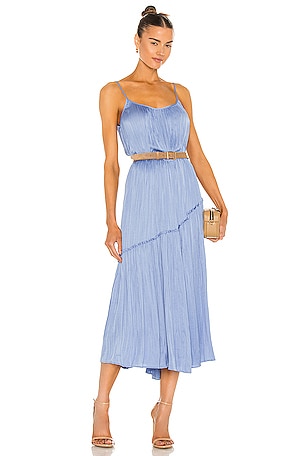Vince Tiered Asymmetric Dress in Pale Fountain