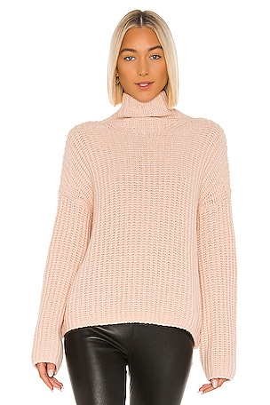 Vince Lofty Rib Turtleneck in Peach Sorbet REVOLVE