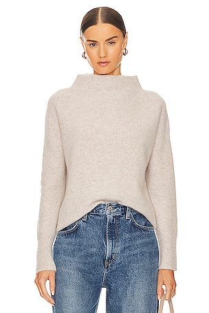 Women's grey turtleneck sweater, Melange modal cashmere turtleneck sweater