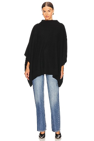 Funnel Neck Boiled Cashmere Knit Poncho Vince