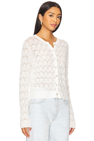 Vince Lace Stitch Cardigan in White
