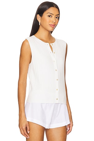 Vince Button Up Shell Sweater in White