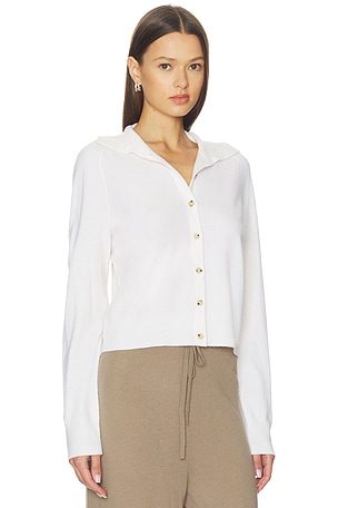 Vince Button Up Polo Cardigan in Ivory. Size XS. Also