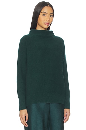 Vince Boiled Funnel Neck Pullover in Dark Green