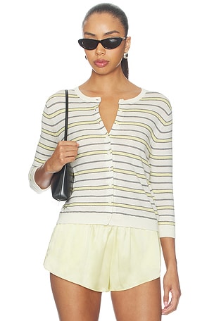 Striped 3/4 Sleeve Cardi Vince