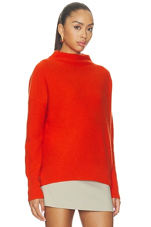 Vince Boiled Funnel Neck Pullover Sweater in Orange