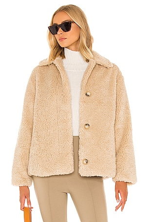 【Vince】 Fauxファーコート Vince Textured Faux Fur Jacket in Fauna | REVOLVE