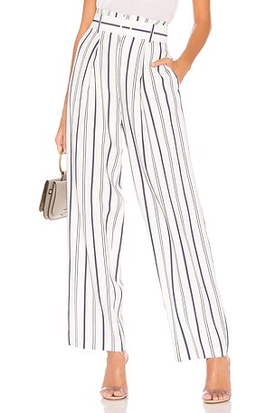 Vince Dobby Stripe Belted Pant in Off White REVOLVE