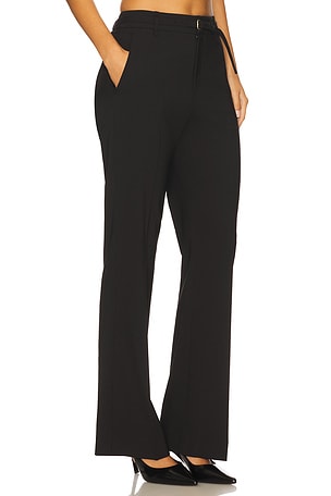 Vince High Waist Slim Flare Belted Pant in Black