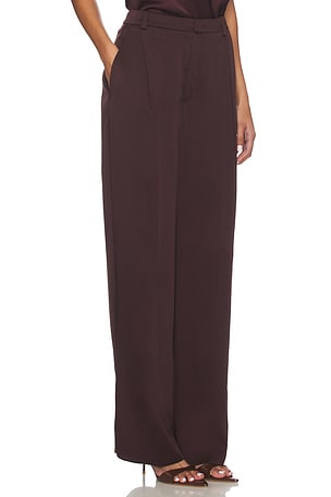 Vince Mid Rise Wide Leg Pleated Trouser in Purple