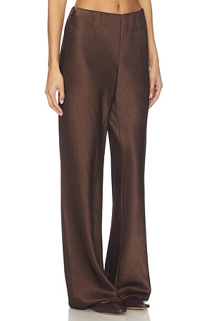 Vince High Waist Fluid Satin Bias Pant in Brown