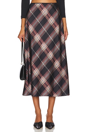 Plaid Shaped Hem Slip Skirt Vince