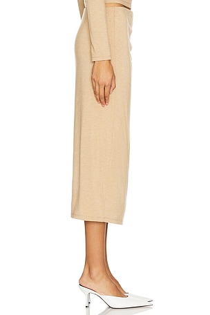 Vince Side Drape Midi Skirt in Beige