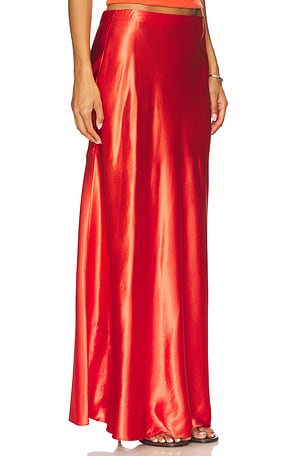 Vince Satin Maxi Skirt in Orange