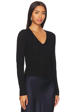 Vince Pointelle Stitch Pullover in Black