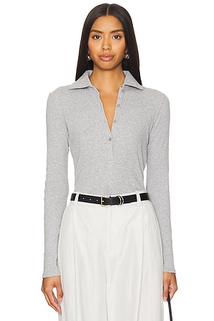 Rib Long Sleeve Collared PoloVince$165