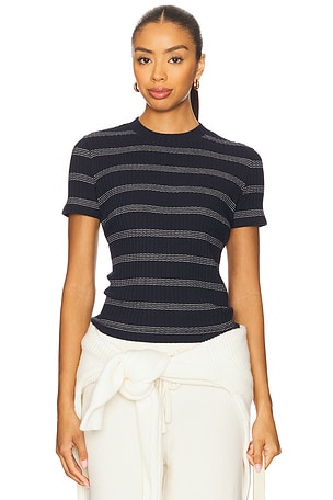 Stripe Short Sleeve Crew Tee Vince