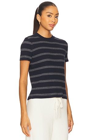 Vince Stripe Short Sleeve Crew Tee in Navy
