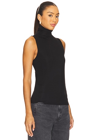 Vince Sleeveless Turtleneck Top in Black