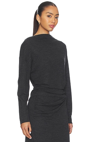 Vince Draped Slash Neck Top in Charcoal