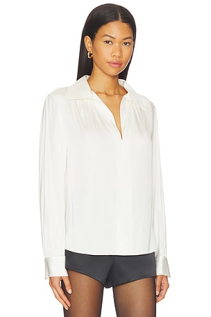 Vince Placed Smocked Blouse in Ivory