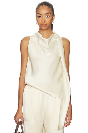 Fluid Satin Scarf Top Vince