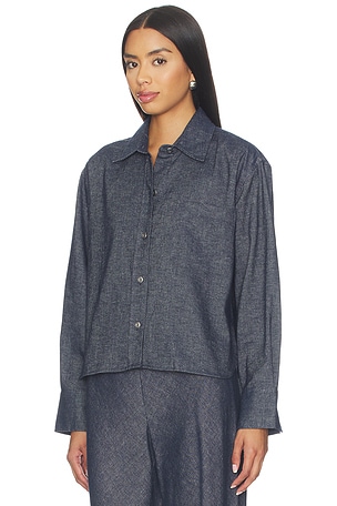 Vince Cropped Long Sleeve Shirt in Navy