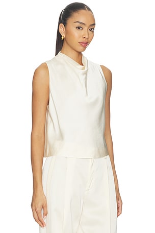 Vince Cropped Cowl Neck Top in Ivory