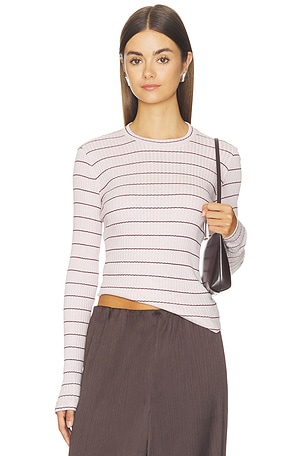 Rib Stripe Long Sleeve Crew Vince