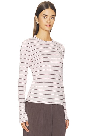 Vince Rib Stripe Long Sleeve Crew in Multi