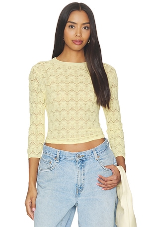 Fine Lace 3/4 Sleeve Crew Neck Vince