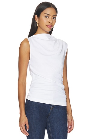 Vince Sleeveless Draped Top in White
