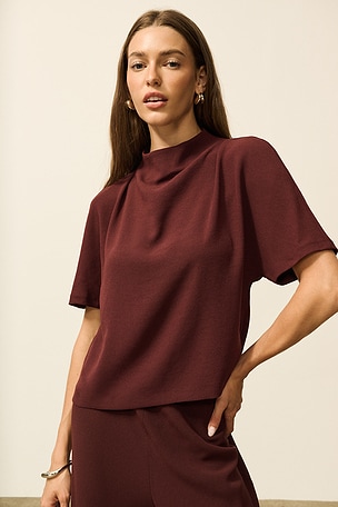 Draped Funnel Neck Top Vince