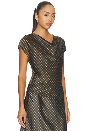 Vince Ombre Plaid On Cowl Neckcap Sleeveless Blouse in Multi