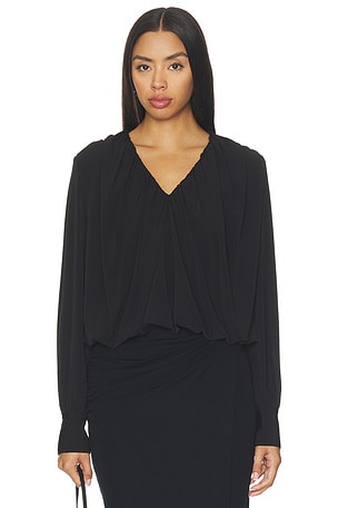 Long Sleeve V Neck Bubble Top Vince