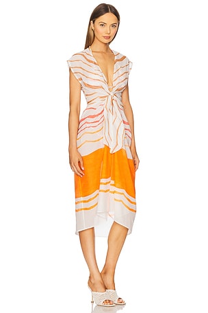 Vix Swimwear Sasha Long Cover Up in Orange,Ivory