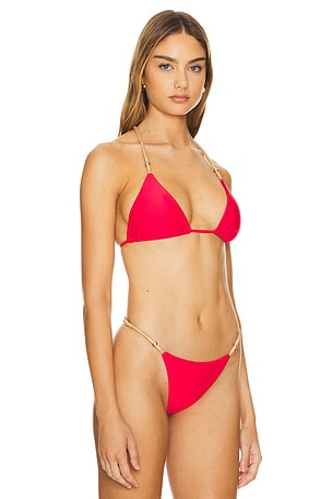 Vix Swimwear Layla T Back Tri Bikini Top in Red