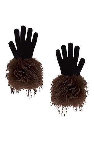 Vaillant Knitted Gloves With Faux Fur Trim in Brown