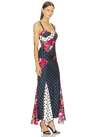 Vaillant Asymmetric Patchwork Dress in Black