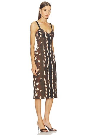 Vaillant Drill Bustier Midi Dress in Brown