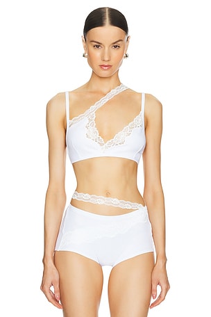 Ribbed Jersey Bra With Asymmetric Lace TrimVaillant$257NEW