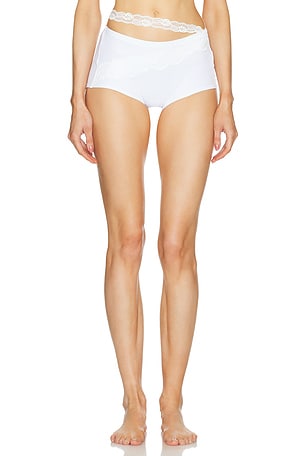 Ribbed Jersey Mini Short With Asymmetric Lace Waist Vaillant